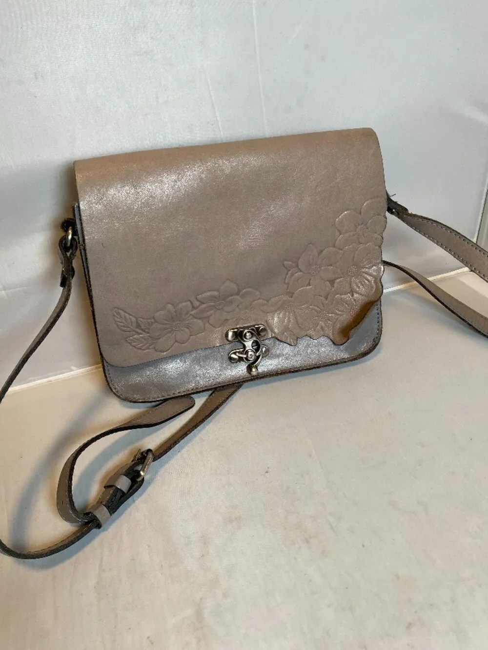 Patricia Nash Cecina Flap Crossbody in Safflower Gray - Picture 1 of 9